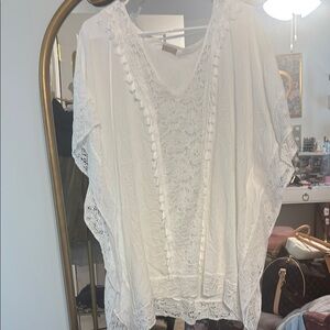 Summer & Rose Cream Short Sleeve Embellished Tunic